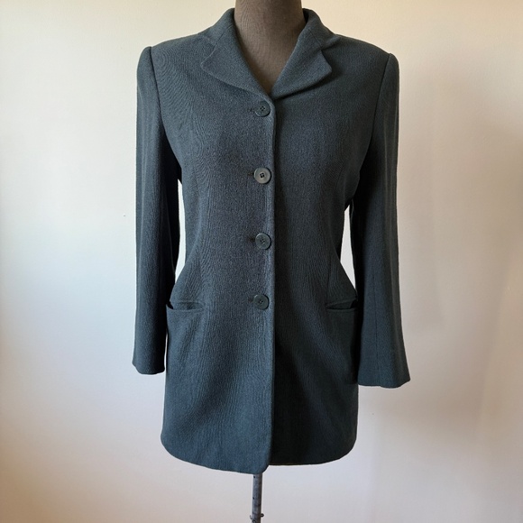 Stunning Vintage 90s Giorgio Armani Grey Green Blazer Jacket - Picture 6 of 11